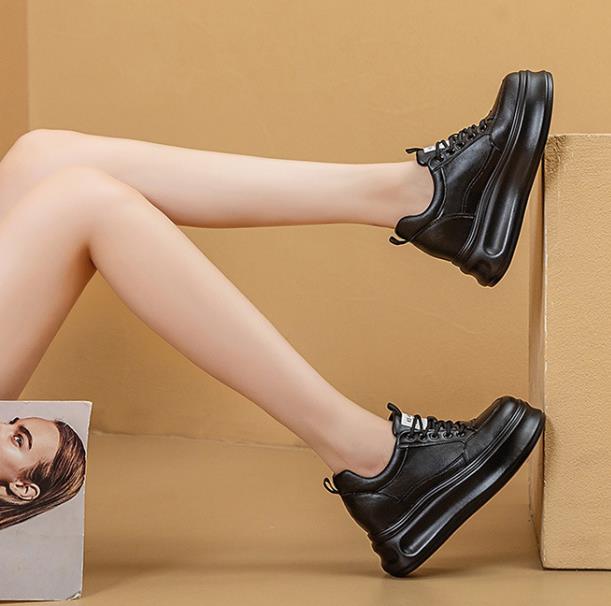 Fashion 2025 Summer Genuine Leather Platform Wedge Shoes 8cm Air Mesh Chunky Sneakers Breathable New Fashion Women Spring Autumn Pumps