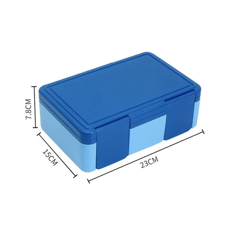 1450ml Bento Box Tragbare 4-Fächer Versiegelte Lunchbox mit Löffel Gabel Mikrowellenheizung Bento Box Kinder Lebensmittel Bento Behälter