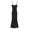 Mature Style Mature Woman Tight Solid Color Spaghetti Strap Dress for Women, New Autumn Slimming Fitted Hip-hugging Mermaid Long Dress
