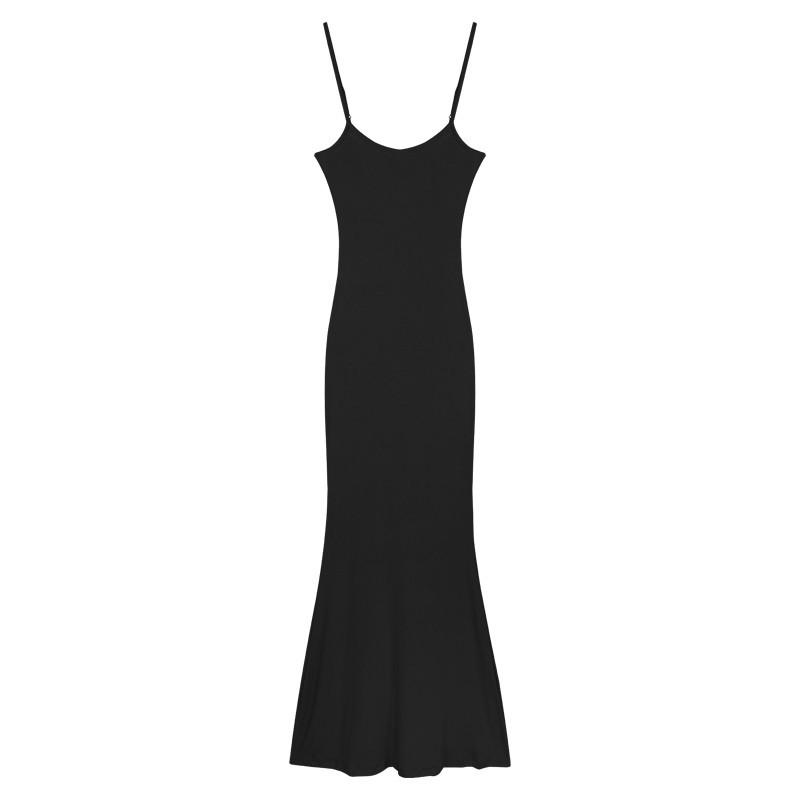 Mature Style Mature Woman Tight Solid Color Spaghetti Strap Dress for Women, New Autumn Slimming Fitted Hip-hugging Mermaid Long Dress