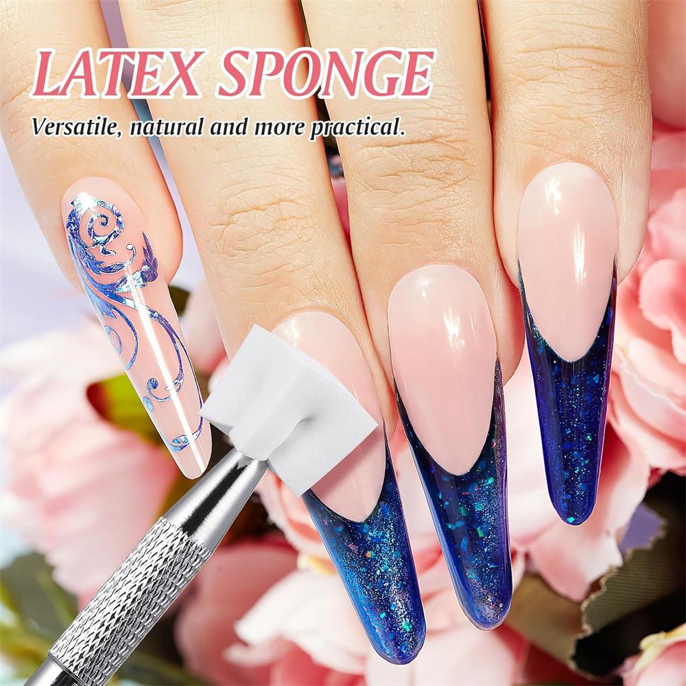 LINMANDA 200/50PCS Nail Sponge Sponge with Grab Pen and Sponge Grab Clip Set Nail Gradient Color Nail Tool Accessories