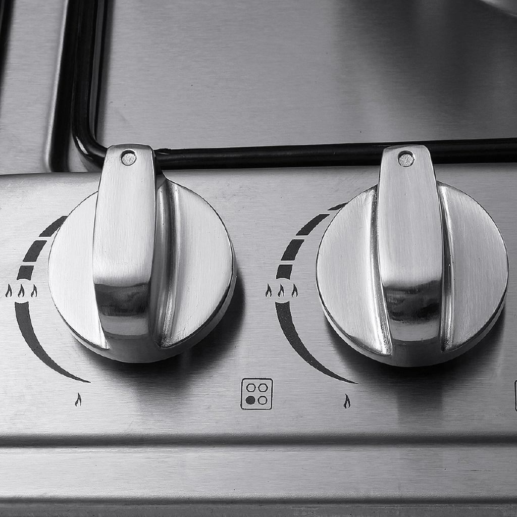 Silver + Black 4 Burner Built-in Cooktop Stainless Steel Gas Stoves Natural Gas Hob Kitchen Cooking Appliance Cookware Gas Cooker 58*50cm