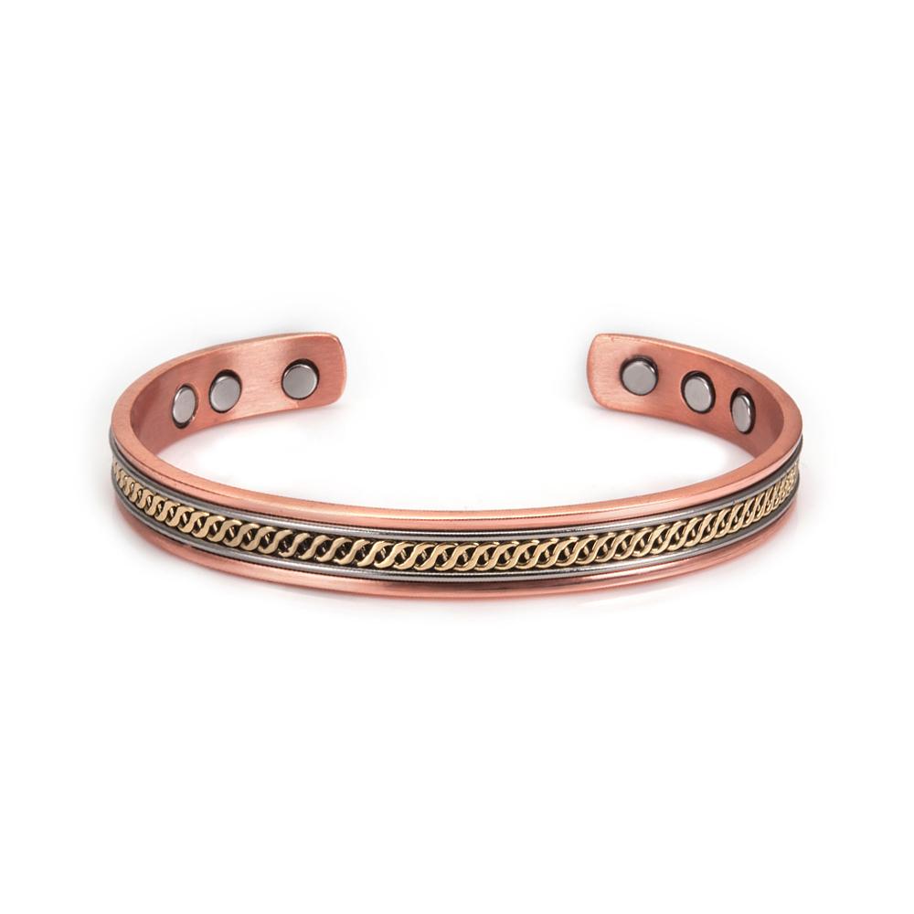 

Vinterly Twisted Magnetic Bracelets Pure Copper Adjustable Cuff Vintage High Magnet Benefits Health Energy Jewelry for Women