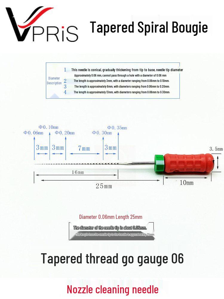 Threaded 0.05mm Ultra-Fine Steel Nozzle Cleaning Needle for Go-No-Go Gauge Valve