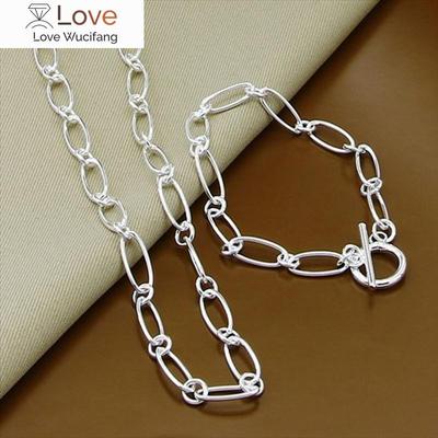 Conjunto de joias de prata, colar, pulseira, conjunto para mulheres, joias para festa, presente