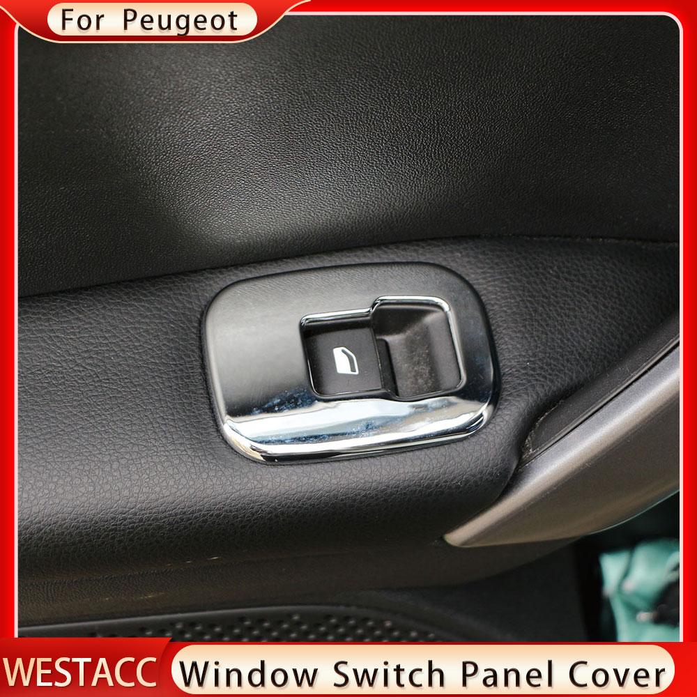 4 Stücke ABS Chrom Auto Fensterheber Schalter Panel Abdeckung Trim Aufkleber für Peugeot 2008 2014 2015 2016 2017 2018 