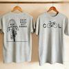 Unisex Double Sided Print T Shirt Cool Bicycle Letter Front Drop Bars Not Bombs Cyclist Sketch Back Cotton Cycling Casual Tees