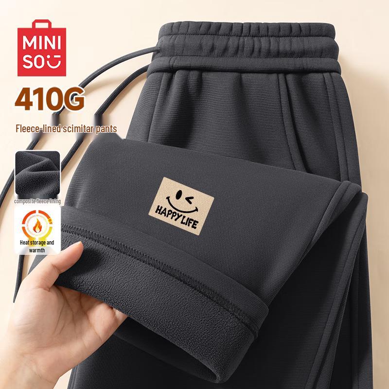 

MINISO Мужские зимние флисовые спортивные штаны свободного кроя с изогнутыми штанинами L