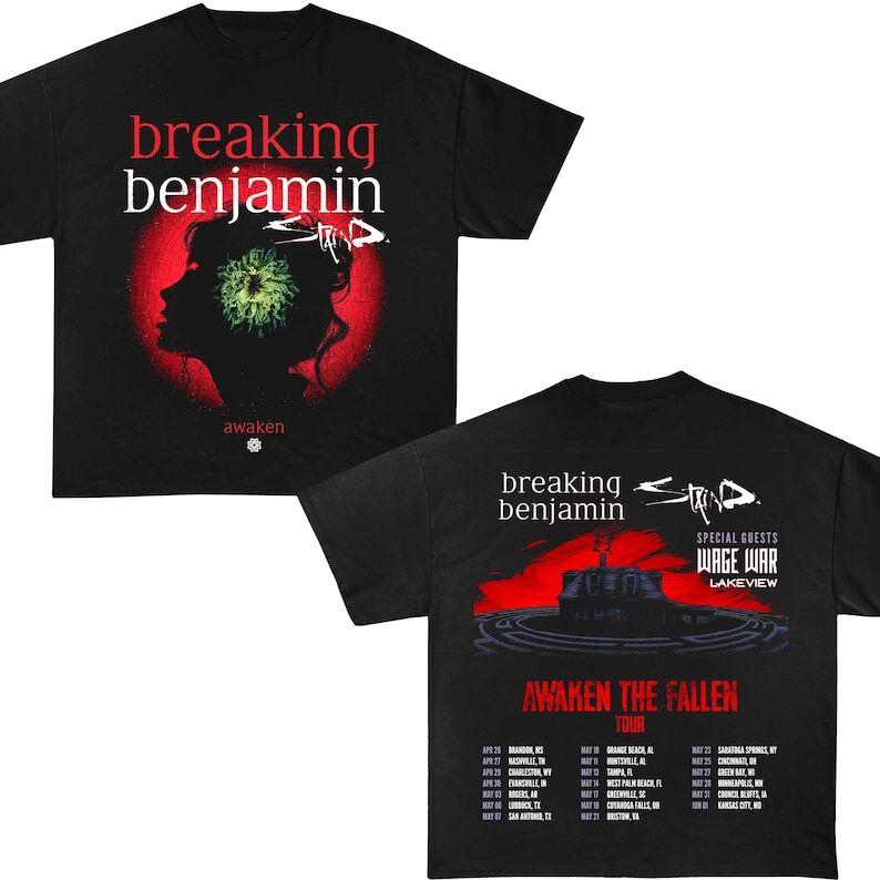 Breaking Benjamin Awaken The Fallen 2025 Tour Shirt, Breaking Benjamin Shirt Unisex T-Shirt S