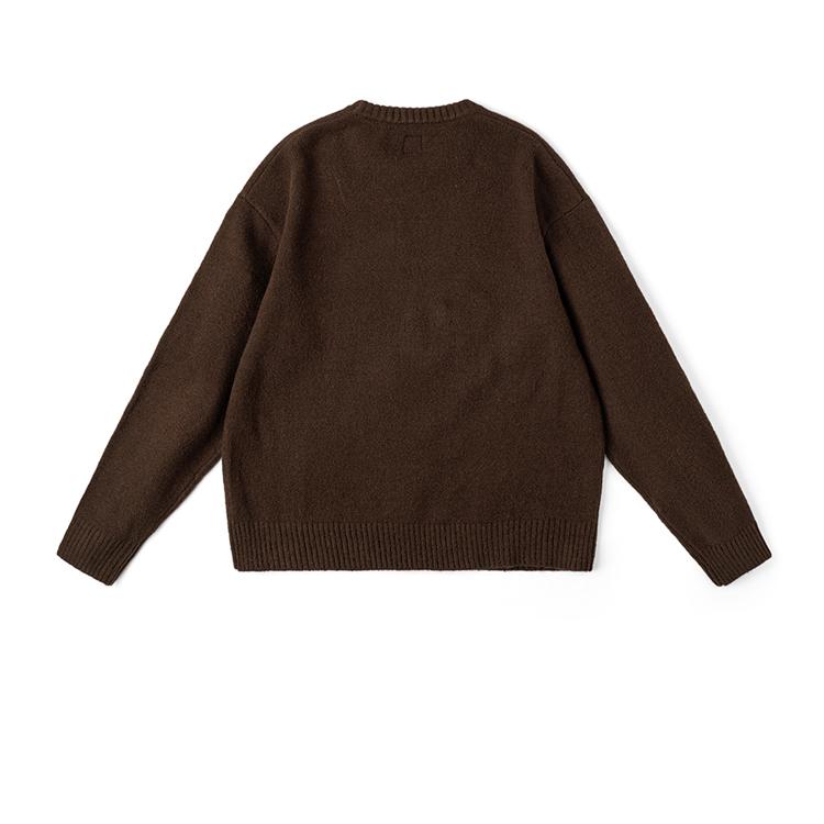 Lee Comfortable Round Neck Metallic Logo Pullover Melange Sweater Unisex Sweater Dark-Brown LUT0090814UX00FA05985