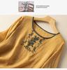 2024 Summer Retro Embroidered Cotton-Linen Colorblock Chinese Style Pullover Shirt
