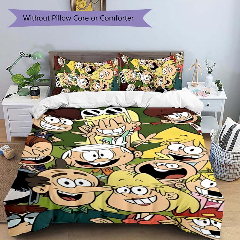 Loud House 3pcs Bedding Set Duvet Cover Closure Includes 1 Duvet Cover & 2 Pillowcases for All Seasons Bedroom Home Dorm Decor