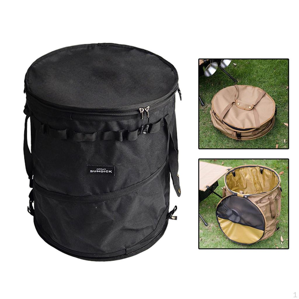 Camping Trash Can Collapsible Portable Multi-Functional with Zipper Lid Waste