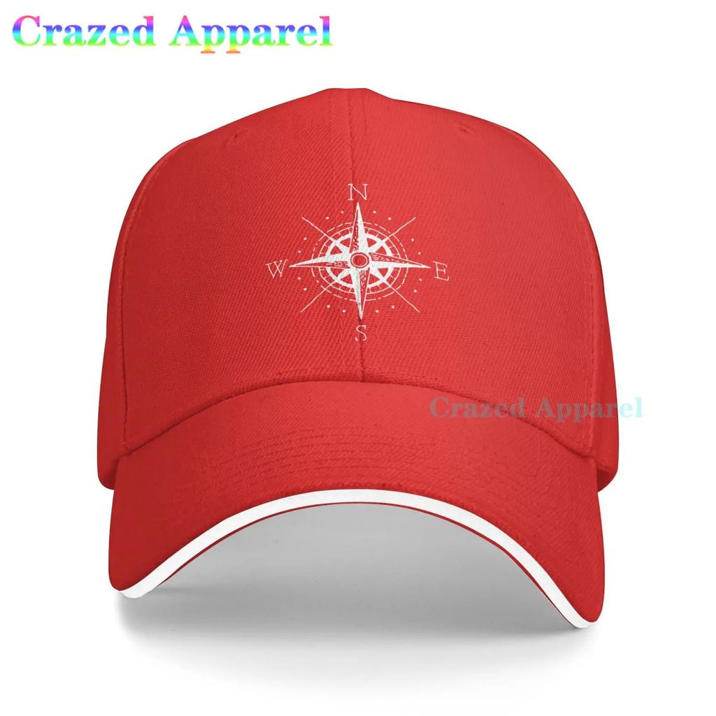 Compass North South East West Sailing Unisex Baseball Cap Denim Fabric Hat Adjustable Snapback Outdoor Sports Cap