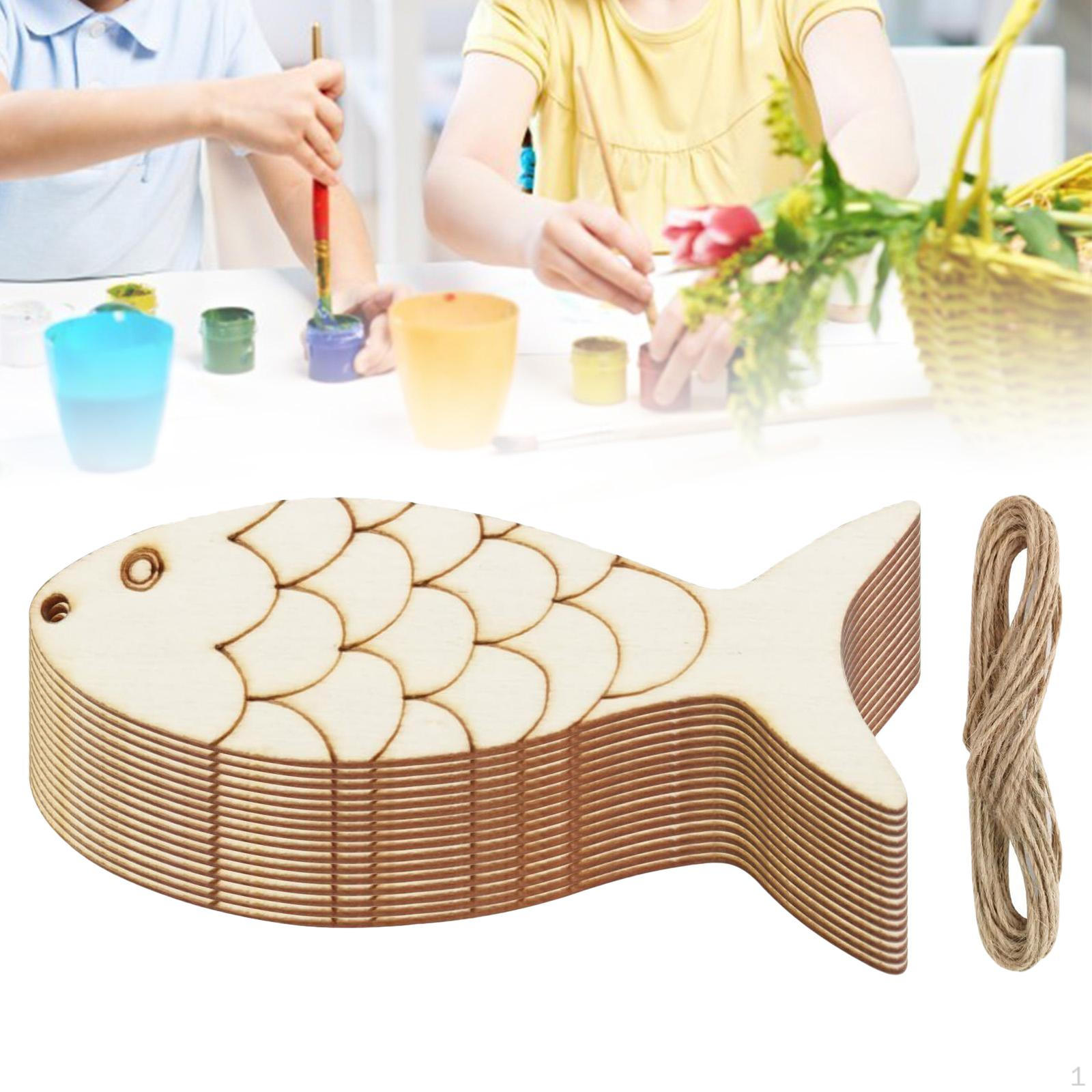 

30 Pieces Unfinished Fish Wood Cutouts Blank Slices Multipurpose for Painting DIY Craft