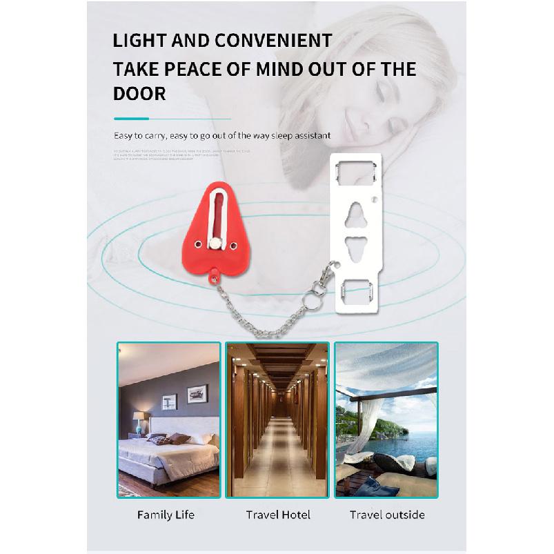 Portable Door Lock Double Hole Security Door Locker Safety Latch Metal Lock Home Room Hotel Anti Theft Security Lock Interior Mirrors 6