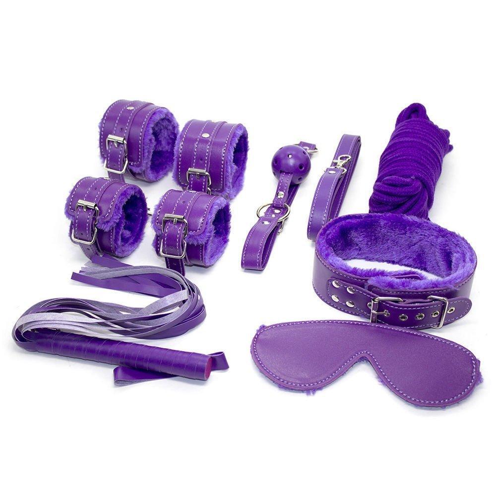 HuaHuiYuan Cosplay SM eye rose restraint purple GoodsSM 7-piece set, gag, shackles, shackle, collar, mask, rope, whip, device, [Adult]