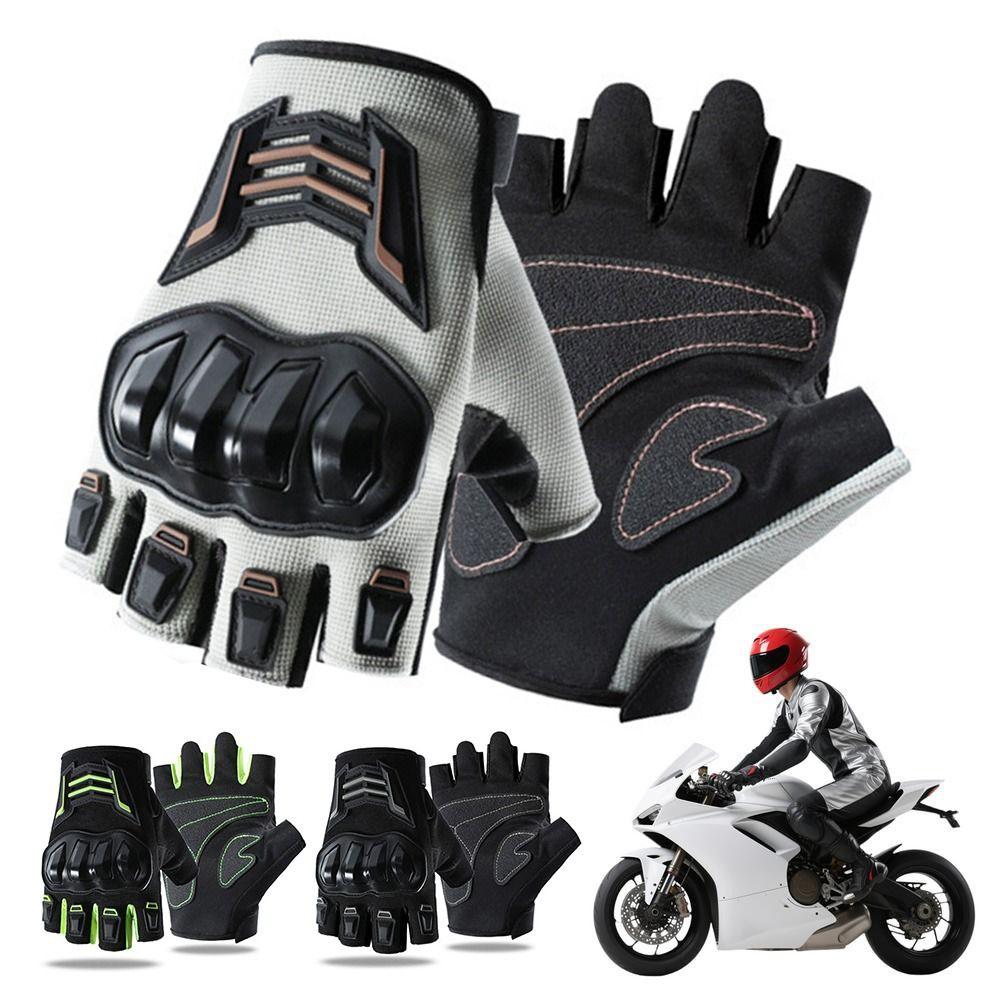 1 Pair Half Finger Motorcycle Gloves Anti-slip Anti-fall Cycling Gloves Adjustable Breathable Driving Gloves for Men and Women