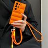 Fashion Lanyard Crossbody Down Jacket Case for Samsung Galaxy S25 Ultra S22 S23 Plus S24 FE A56 A55 A54 A16 Pure Color TPU Cover