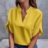 Casual Summer V Neck Pullover Shirt Short Sleeve Spring Summer Versatile Solid Color
