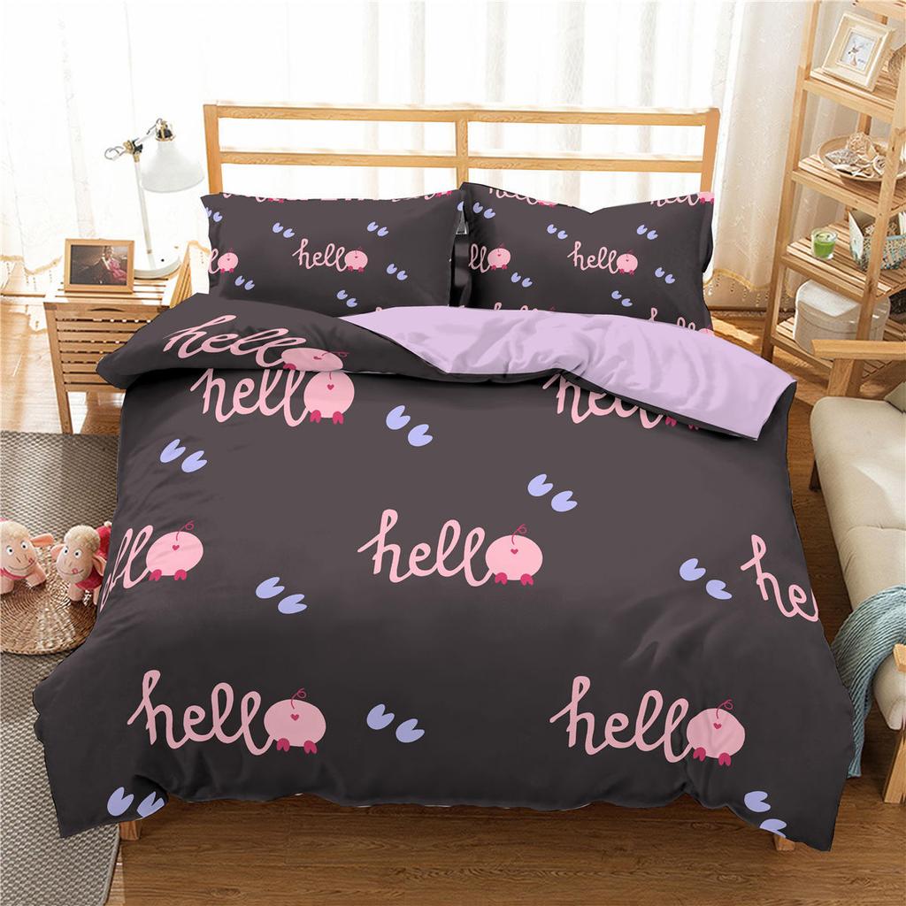 I Love You Duvet Cover Microfiber 2/3 Pcs Bedding Set Queen/King/Full/Twin Letter Hello Love Quilt Cover for Lovers Girls Spouse