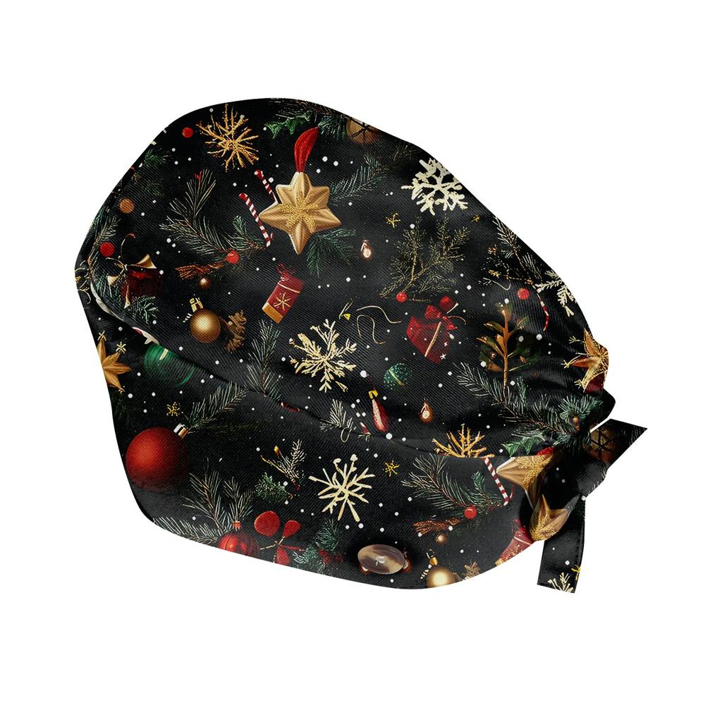 Festive Christmas-Themed Hair Scarf with Santa and Ornament Design Soft, Lightweight, and Fashionable