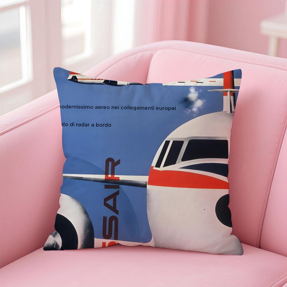 SSwissair Cushion Cover Pillow Case Soft Friendly Fabric  Concealed Zipper