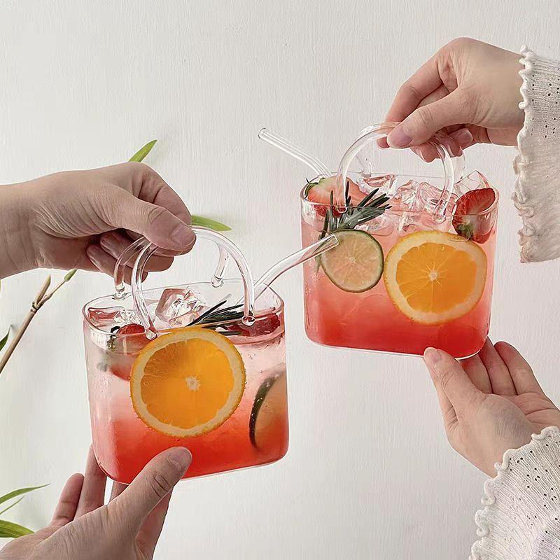 770ML Glass Handbag Internet Celebrity Summer Teacup Transparent Creative Funny High Value Slightly Drunk Juice Cocktail Cup
