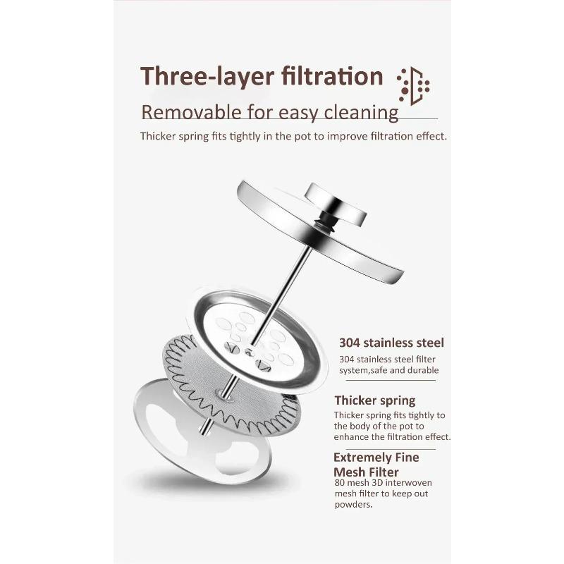 350-1000ml Stainless Steel Glass Coffee Maker French Press Coffee Pot Heat Resistant Borosilicate Glass Tea Pot Home Cold Brew