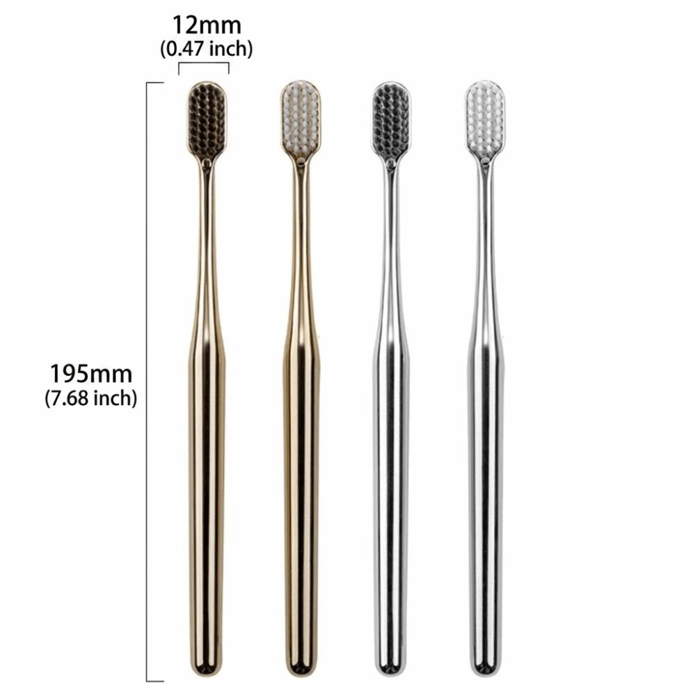 Gold Silver Dental Brushes Luxury Adult Tooth Brush Oral Care Manual Toothbrush Family Oral Care