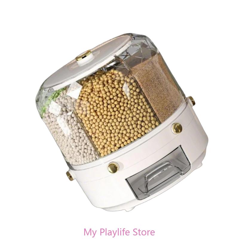 

Convenient Rice Storage Container with 6 Section for Rice Cereal and Dry Goods