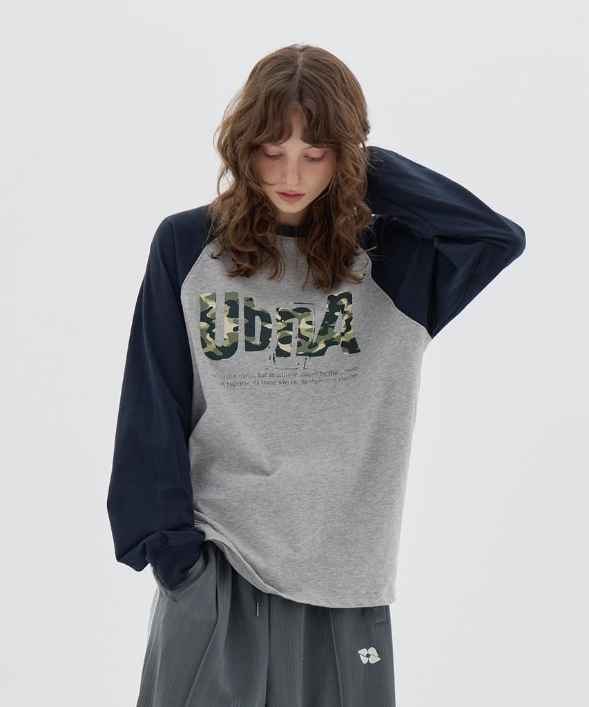 URBANAGE Camo Raglan Oversized Long Sleeve_Melange Grey
