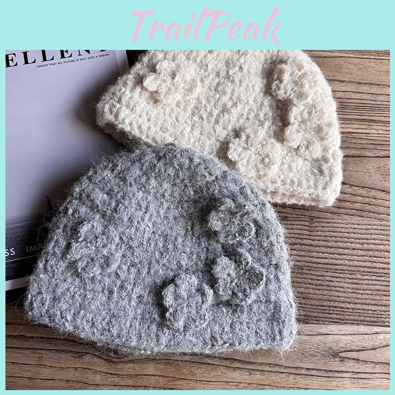Cap Knitted Flower Winter Beanie Hat For Women Fashionable Gifts Breathable