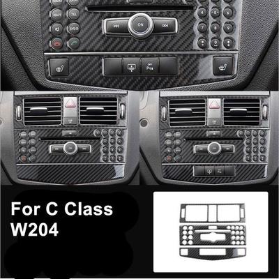For Benz C Class W204 Accessories Carbon Fiber Style Car Interior Center Console Instrument AC Air Vent Outlet Panel CD Cover Sticker Decoration