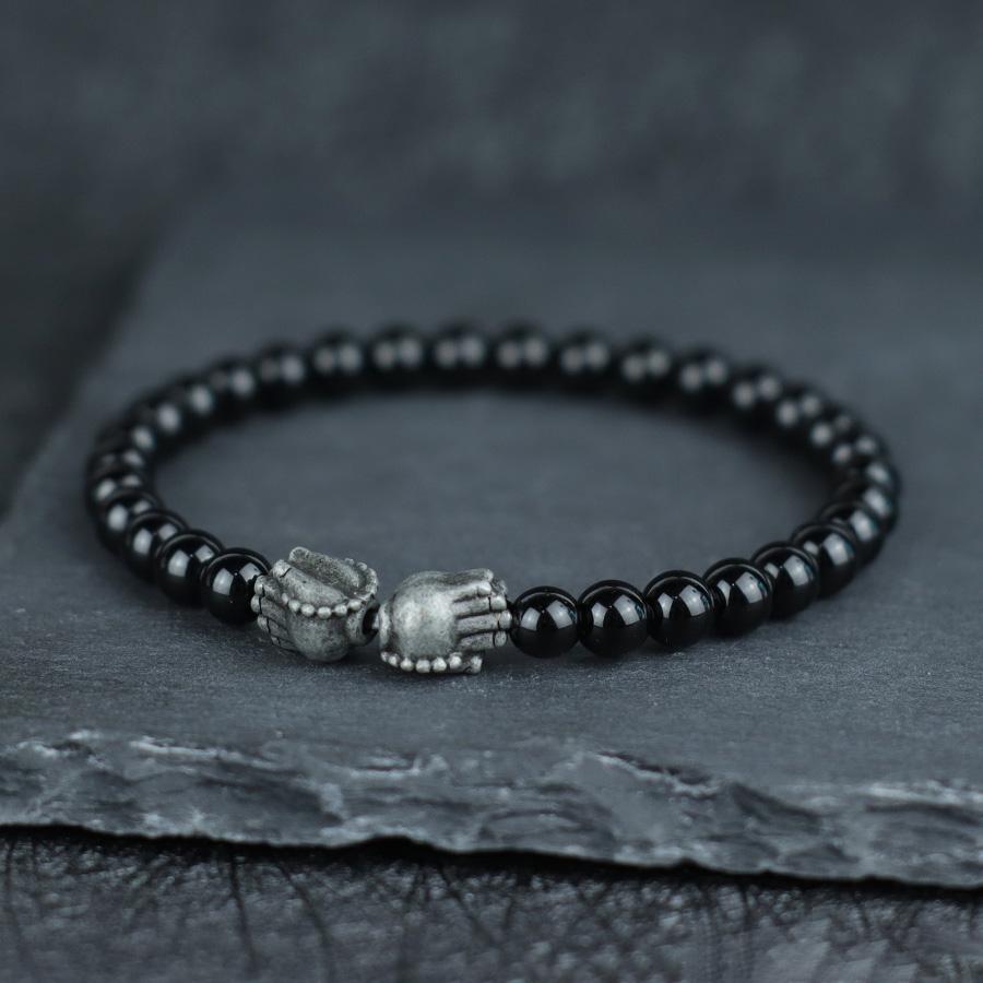 

Noter Men Viking Bracelet Vintage Creative Hand Prayer Healing Beaded Braclet Pulseras Hombre Lava Obsidian Stone Charm Braslet