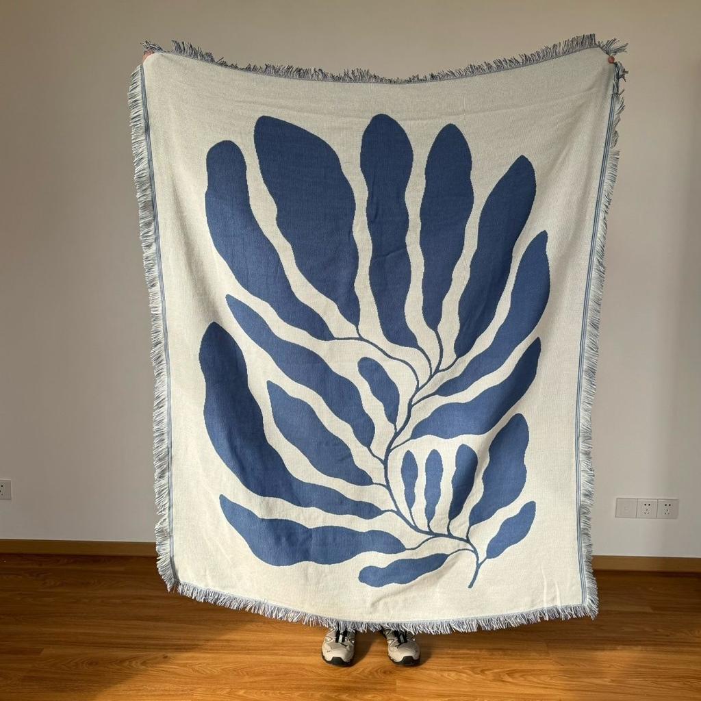 Coperta da divano casual con nappe Tappeto Decorazione Blu Letto Divano Tappetino per il tempo libero Arazzo Coperta per divano Appeso a parete Stanza Decorazione per la casa