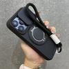 Armor Magnetic Bracket Case for 16e 16 14 13 12 11 15 Pro Max Plus With Lanyard Slide Camera Protection Shockproof Cover