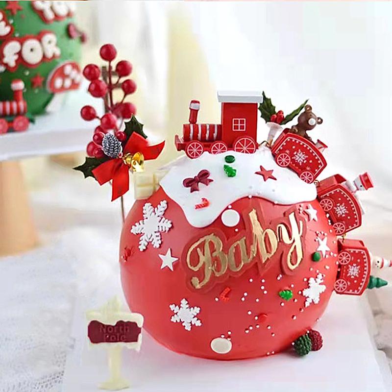 Christmas Train Ornament New Year Navidad Gifts Cake Decor Birthday Party Festival Supplies Christmas Desktop Decoration