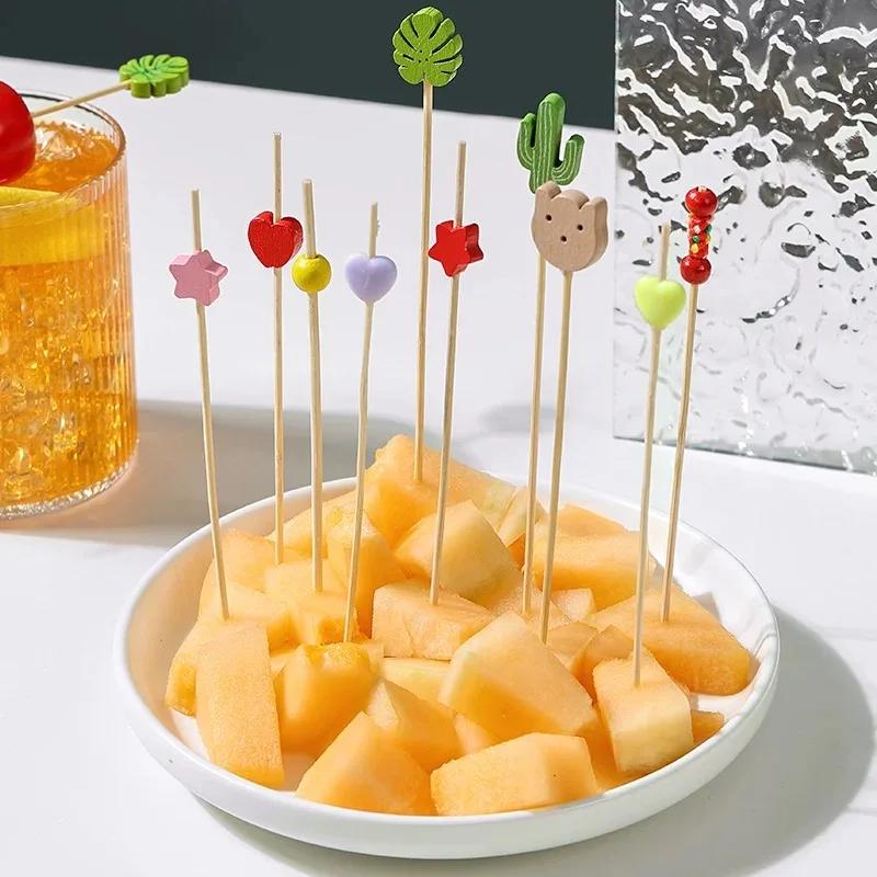 100 bucăți de fructe de unică folosință bețișoară de bambus de artă creativă baton de decorare pentru burgeri pentru cocktailuri comerciale scobitoare