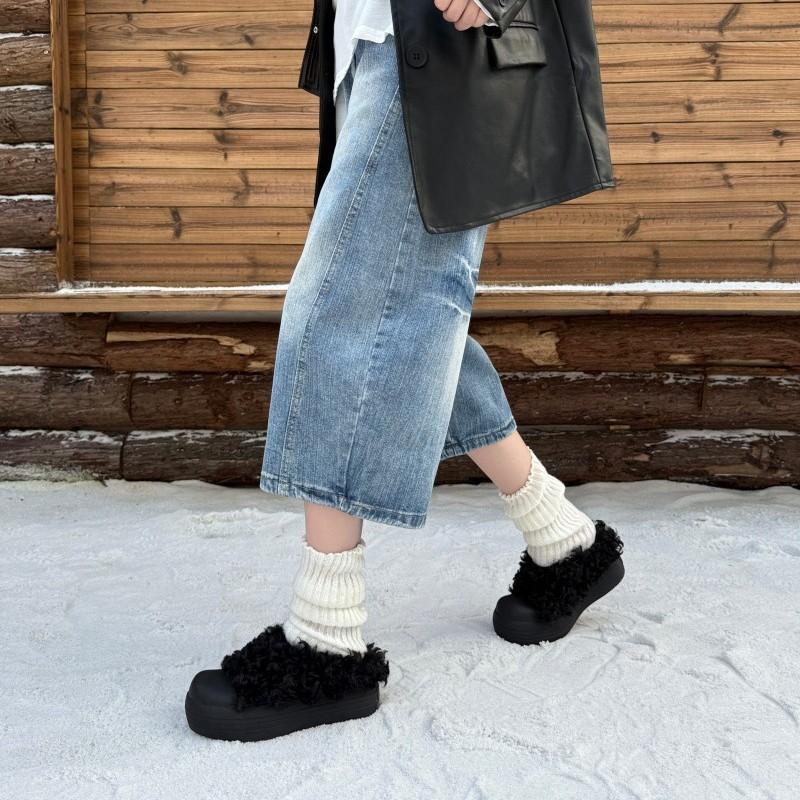 2025 Autumn and Winter New Foreign Trade Original Order Japanese INS Trendy Soft Cute Lamb Wool Warm Lightweight Bag Head Thick-soled Women's Slippers