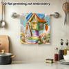 Cute Crochet Windmill House Hand Towel, Super Absorbent Soft Decorative Face Towel