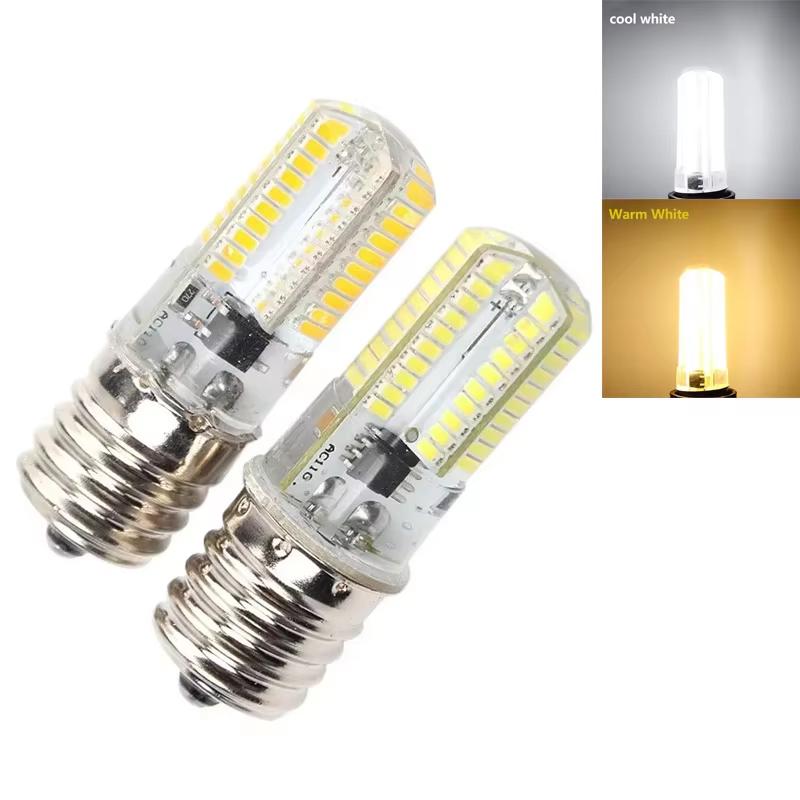 2Pcs/set Dimmable E17 LED Waterproof Small Corn Light Bulbs AC 110V-130V For Refrigerator Machine Tools Hood Sewing Machine