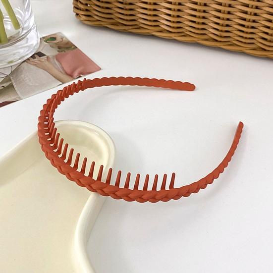 Women Headband Elastic Solid Color Anti-slip Frosted Braid Broken Hair Organization Face Washing Bath Hair Hoop with Teeth Female Headwear