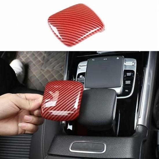 -22 For Benz GLA Gear Shift Knob Cover Car Central Console Red Carbon Fiber