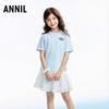Annil Girls' 2026 Summer Round Neck Short Sleeve Knit Top