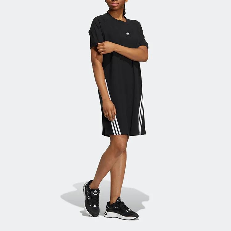 adidas Originals Sophe 3 Stripes Short Sleeved Dress Women's Black (Unisex) Short-Sleeved Dresses IA9073