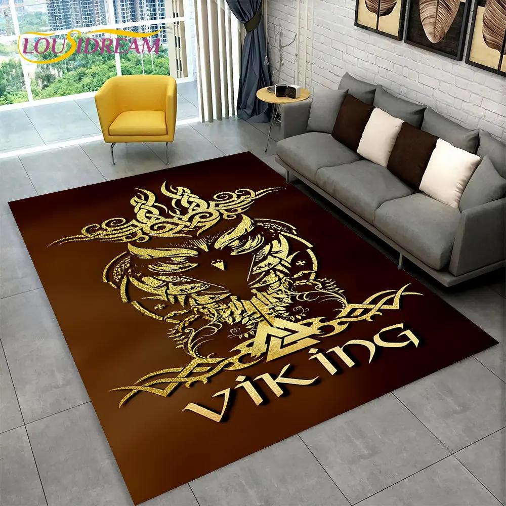 Viking Norse Mythology God Loki Rune Area Rug,Carpet Rug for Living Room Bedroom Sofa Doormat Kitchen Decor,Non-slip Floor Mat