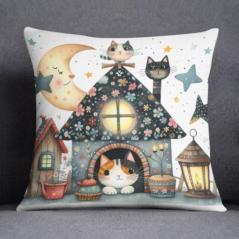 Tecknad katt Ke demontering och tvättning kontorsörngott, soffkudde, vardagsrum sovrum fyrkantigt örngott