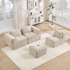 3-Seater L-Shaped Frameless Modular Sofa with 1 Stool, Boneless Design, 32D High-Density Foam, Deep Seat Cushion, Comfortable Fabric, Beige.