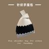 Ins Trendy Handbag Women'S Knitted Wool Bucket Bag Hand Carry Casual Tote Bag Box Lunch Bag
